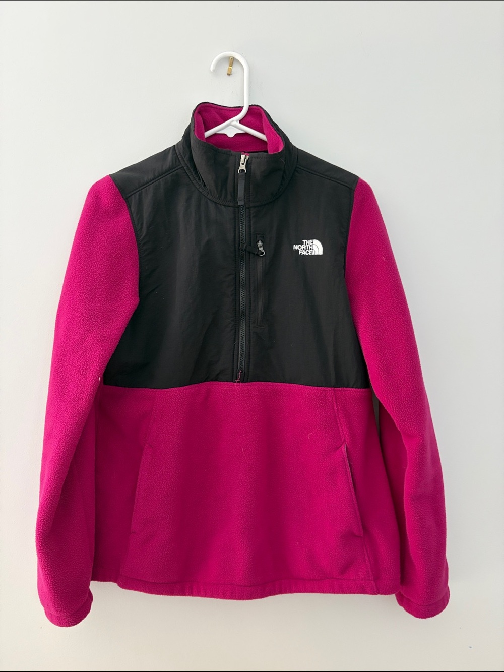 The North Face Pink and Black Half-Zip Fleece Pullover